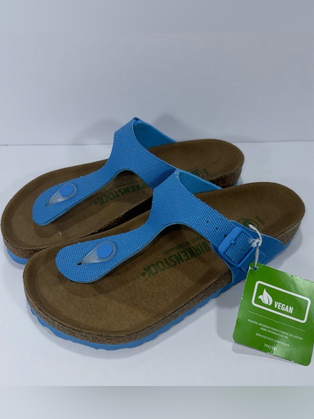Birkenstock Gizeh Vegan Textile Canvas Thong Sandals Blue SZ 36 5-5.5 boho indie